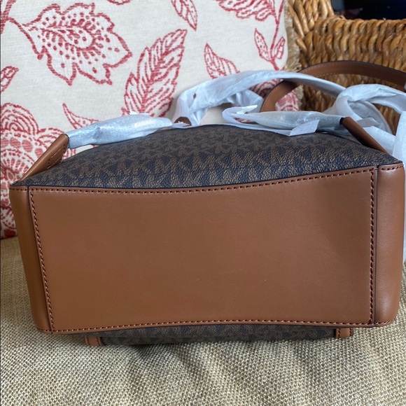 Michael Kors Brown Monogram Backpack with Leather Trim - Picture 7 of 7